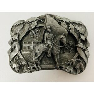 Siskiyou 1986 Patriotic Belt Buckle Man On Horse Made USA Vintage